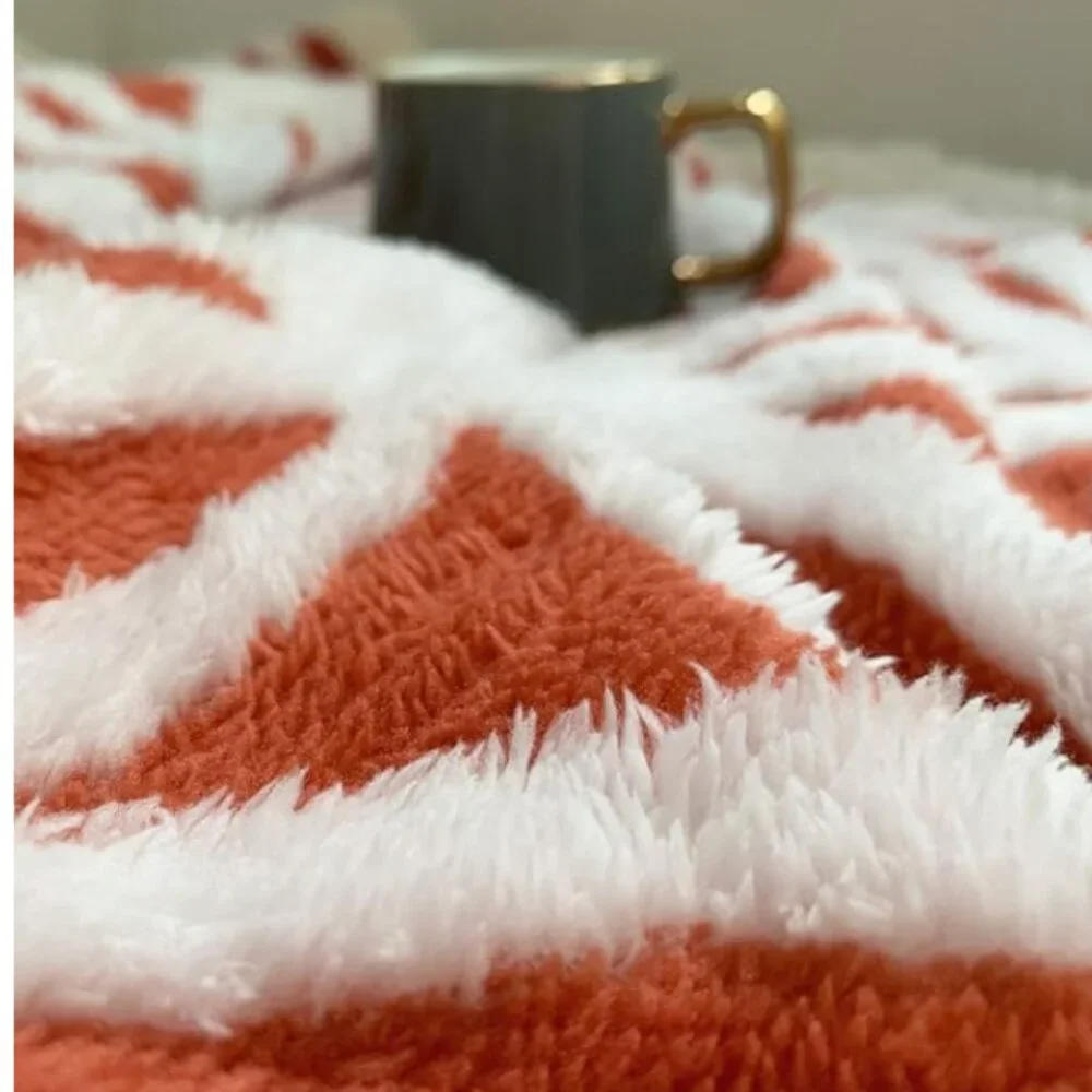 Fall Sherpa Fleece Blanket Throw Blanket Coral 51